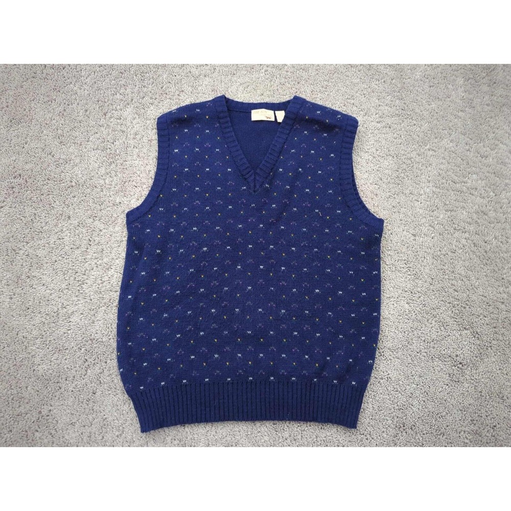 Vintage The Fox Collection Sweater Vest Mens Large Blue V-Neck Grandpa Heritage